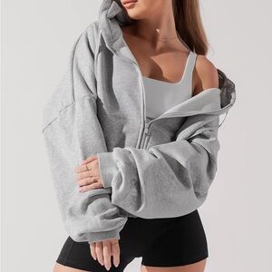 POPFLEX Zip Cloud Hoodie in Heather Grey